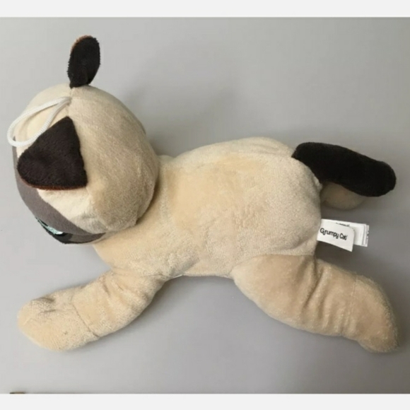 Grumpy Cat Toy Factory Plush Stuffed Animal Kitty 9" Laying Siamese Tan Brown - Picture 8 of 9